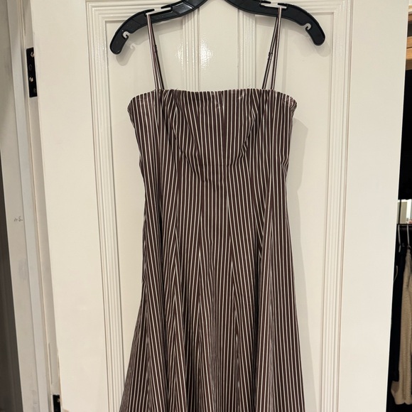 STAUD Wylie Striped Midi Dress - Dark Oak Micro Stripe. Excellent condition. Sz4 - Picture 7 of 10